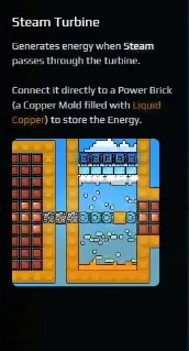 Sandustry Steam Turbine description explaining Steam generation and Power Brick connection
