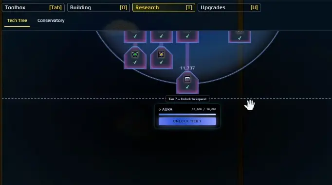 Sandustry Tier 7 confirmation stating that the player has reached the end of the current Early Access progression