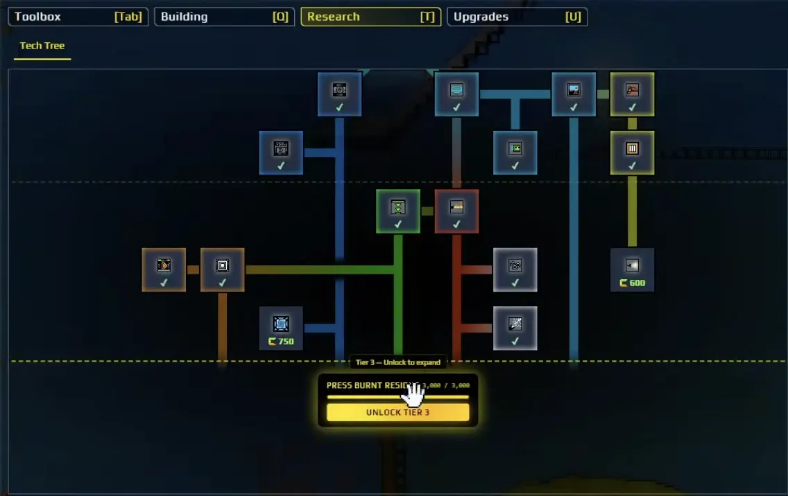 Sandustry Tier 3 unlocked while an earlier progression objective still needs attention