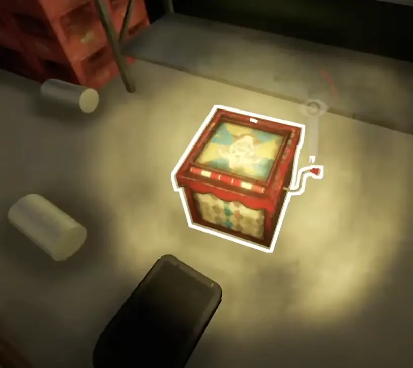 Shift At Midnight player completing the rewind interaction on the Jack-in-the-Box Music Box