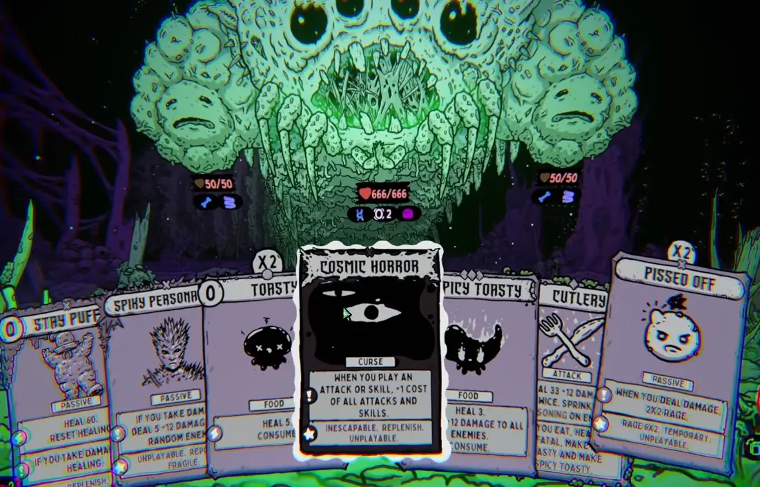 Shroom and Gloom Cosmic Horror increasing the cost of Attacks and Skills