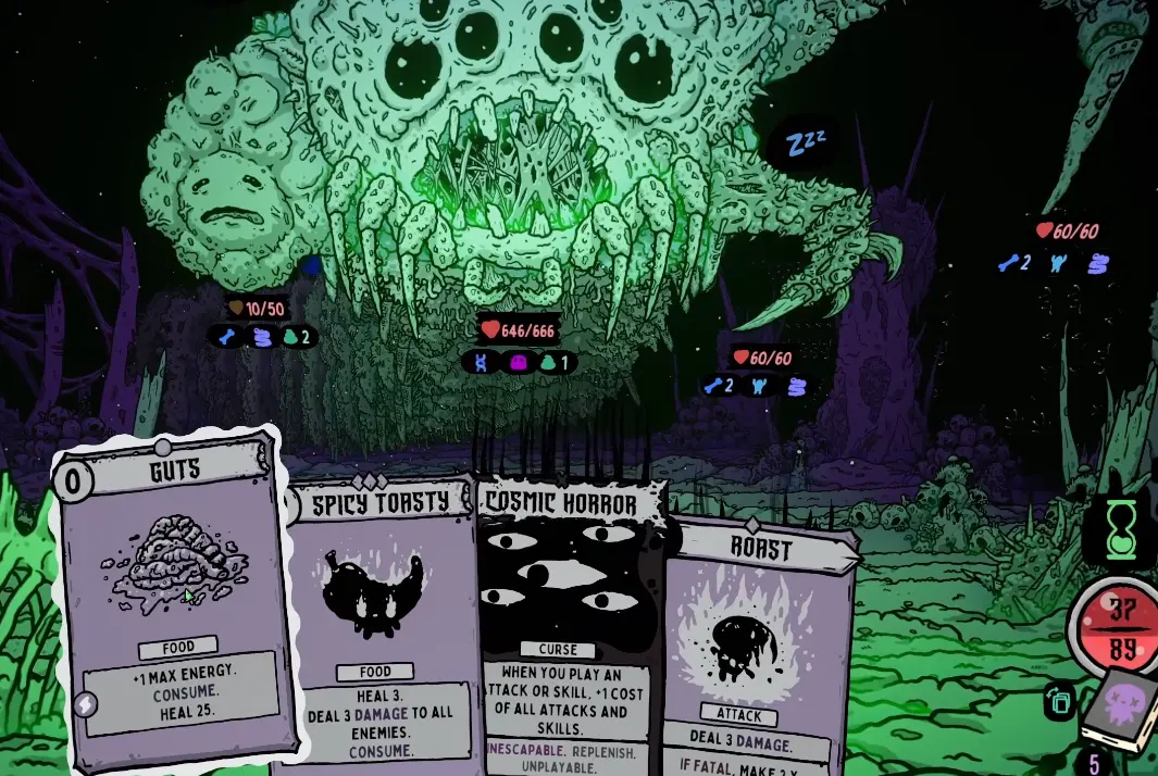 Shroom and Gloom final boss Guts card after killing a limb