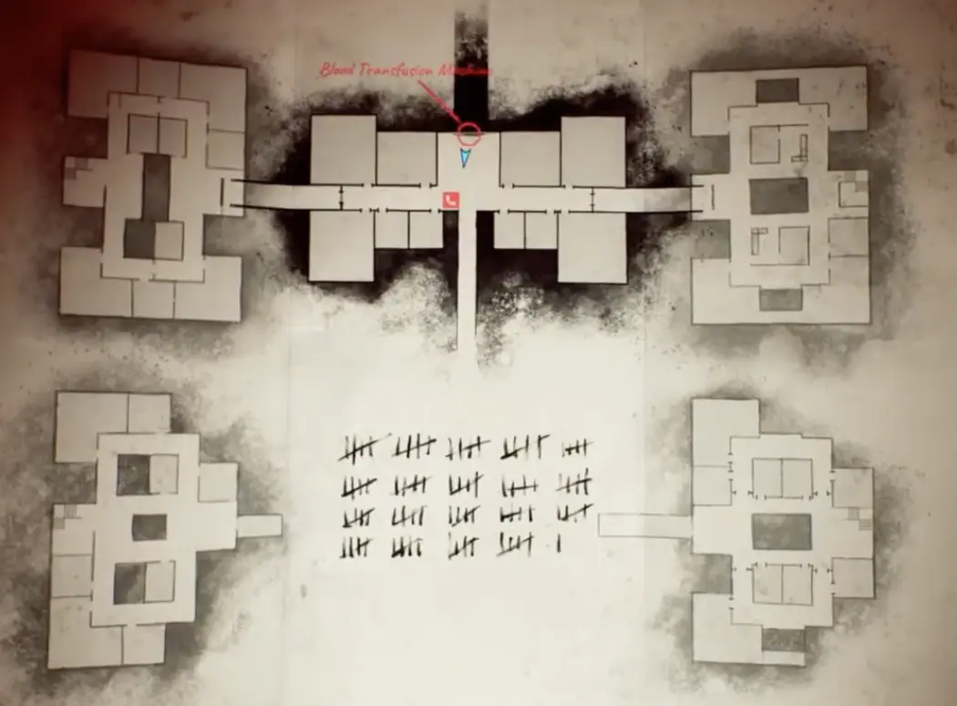 Medical Center Different map during the Blood Transfusion section in Silent Hill Townfall
