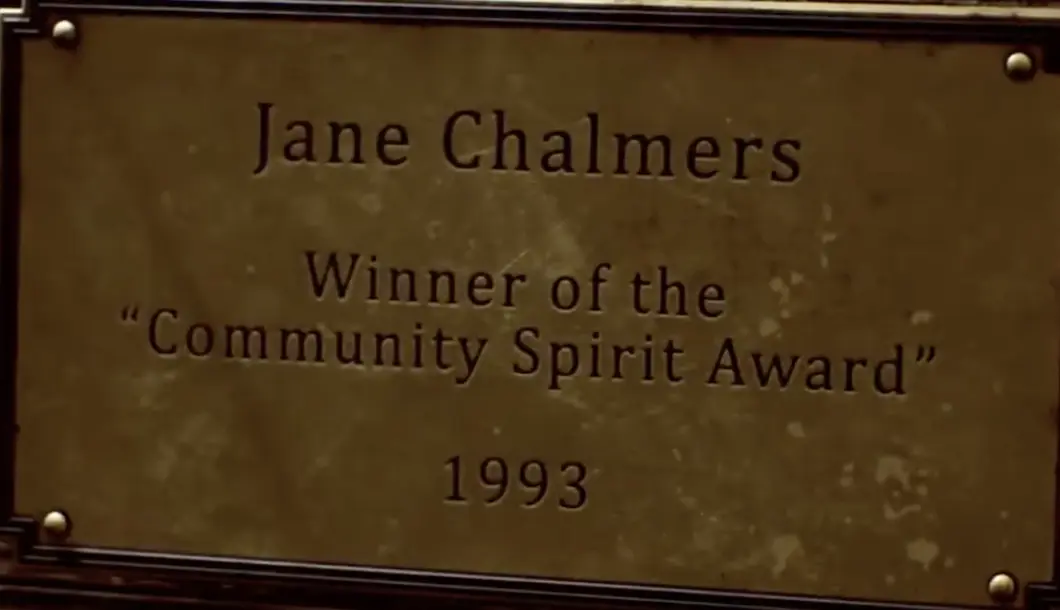 Jane Chalmers memorial giving the Community Gardens shed code 1993 in Silent Hill Townfall