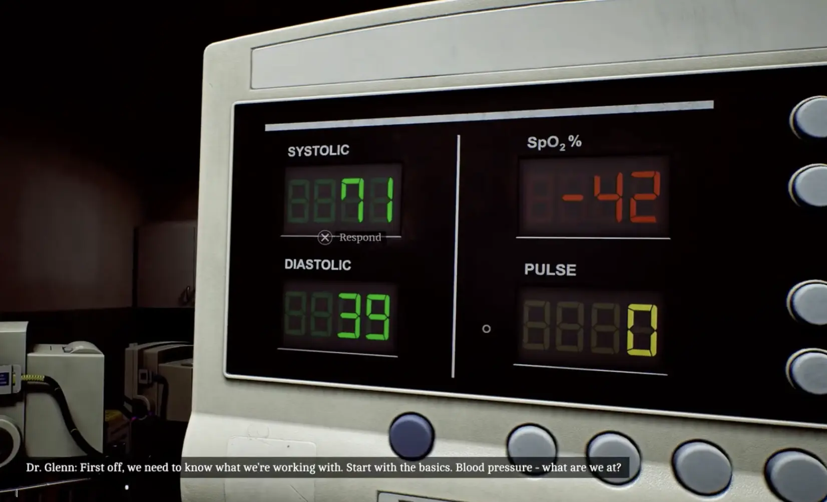 Patient monitor showing the vital signs used in Silent Hill Townfall Part 3