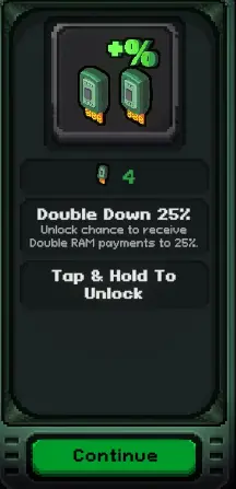 Slots & Diapers Double Down 25% perma skill