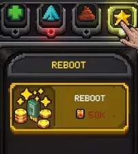 Slots & Diapers Reboot button showing the 50K Chips gate