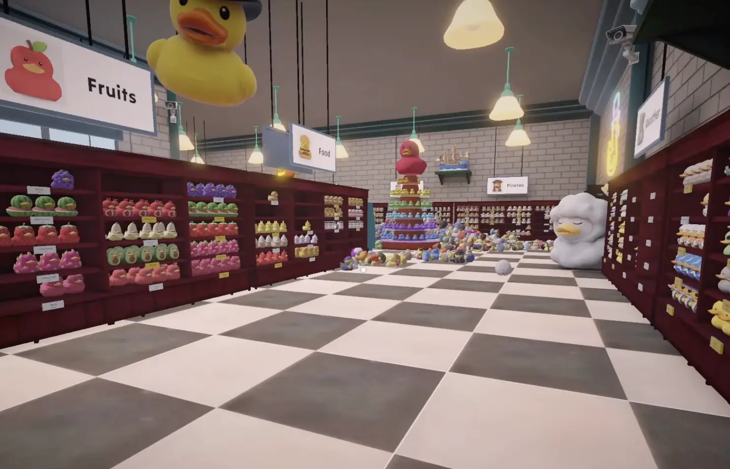A partially cleared Sort Them Ducks shop with the floor and central tower becoming visible