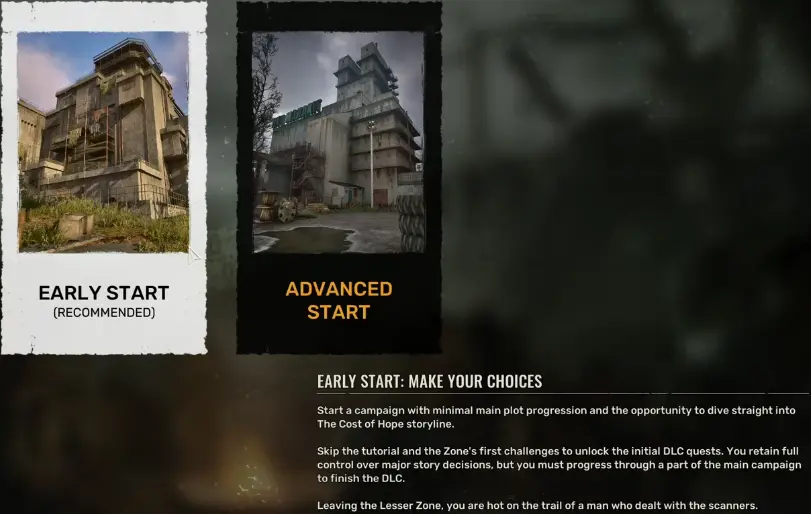Early Start option for STALKER 2 Cost of Hope