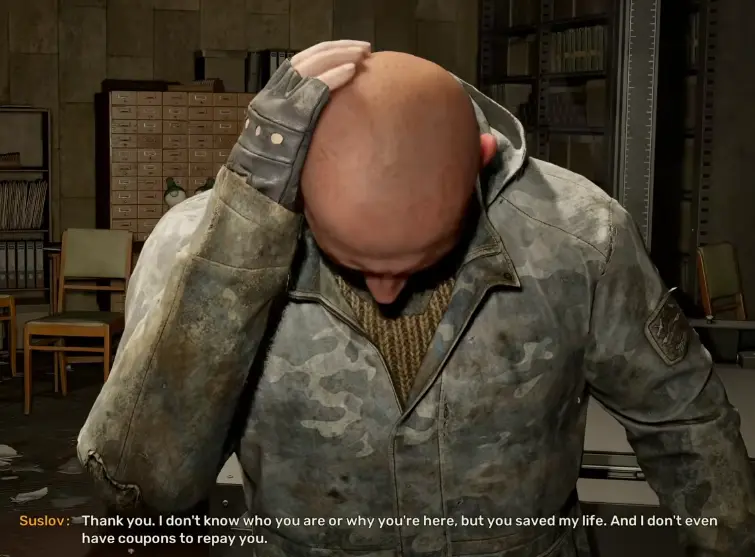 Suslov after Skif clears the mercenaries in the SIRCAA archive