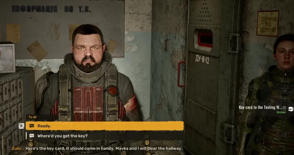 Testing Workshop key card during the STALKER 2 Iron Forest walkthrough