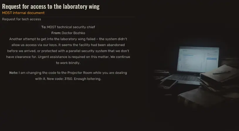 Document showing the new X19 projector room code 3150
