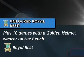 Tape to Tape challenge completion notification for Royal Rest after games with the Golden Helmet wearer benched