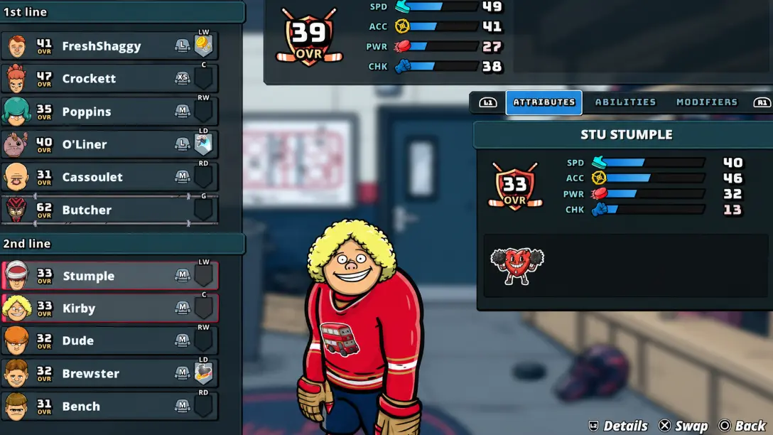 Double Decker Squad lineup management showing the two separate sets of skaters