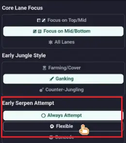 Teamfight Manager 2 Early Serpen Attempt tactical setting