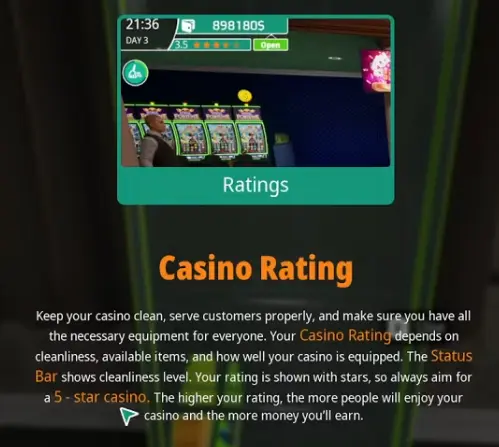 Casino rating explanation in The House Always Wins