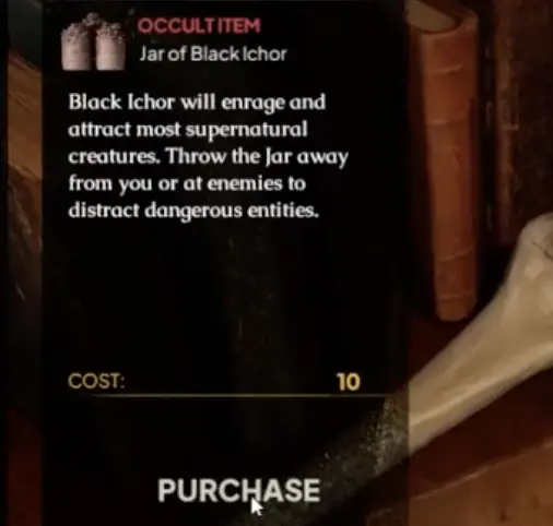 Jar of Black Ichor item description in The Mound Omen of Cthulhu
