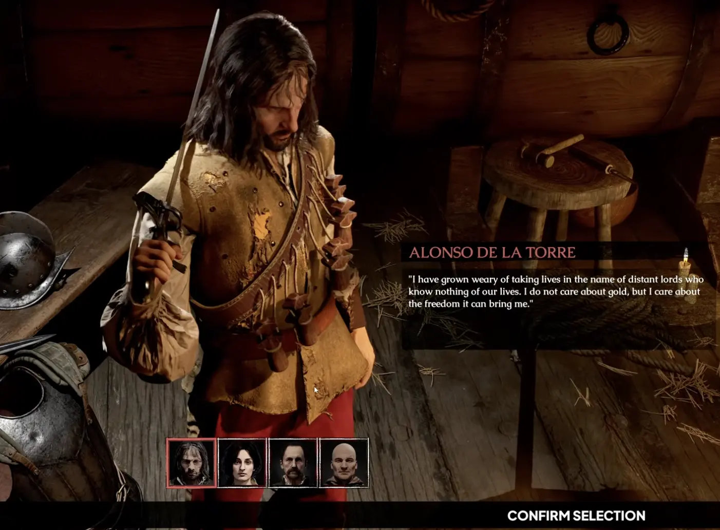 Character selection in The Mound Omen of Cthulhu demo