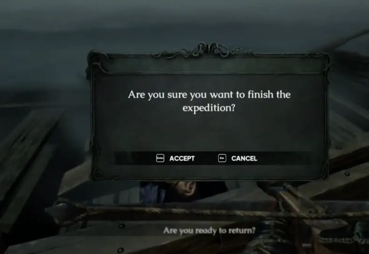 Finish expedition prompt in The Mound Omen of Cthulhu demo