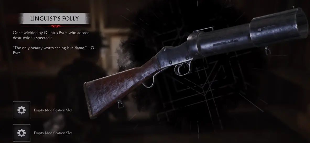 Linguist's Folly grenade launcher pickup in The Sinking City 2