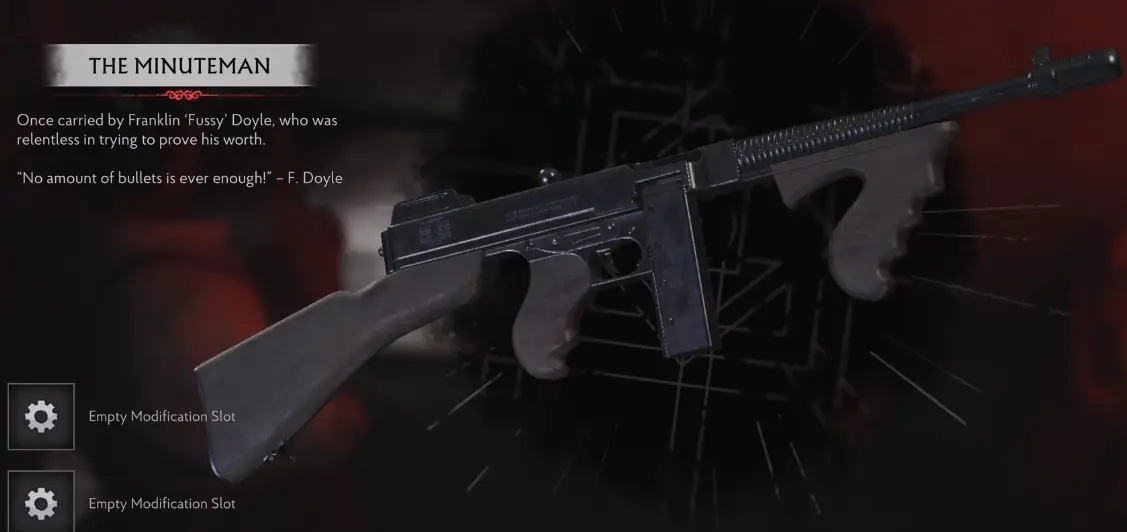 The Minuteman submachine gun pickup in Devil's Reef Hotel in The Sinking City 2