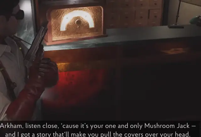 The Song of the Universe Mushroom Jack radio location in Devil's Reef Hotel in The Sinking City 2
