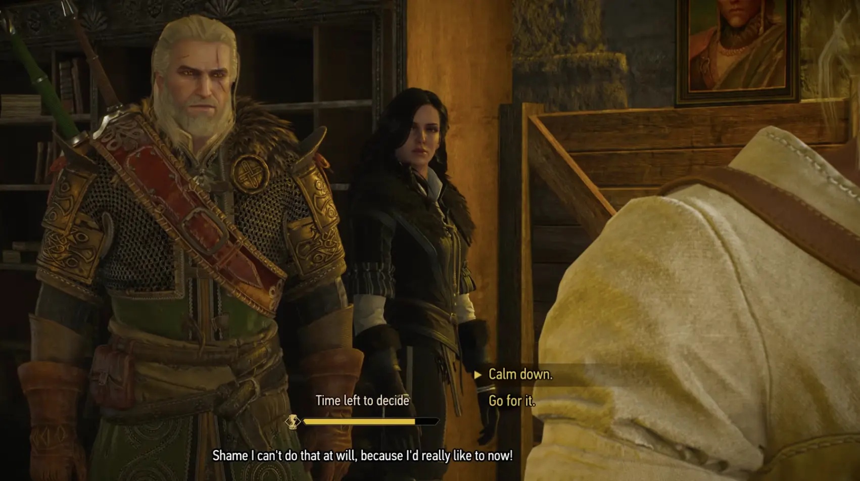 Ciri angry inside Avallac'h's laboratory in The Witcher 3 Remastered