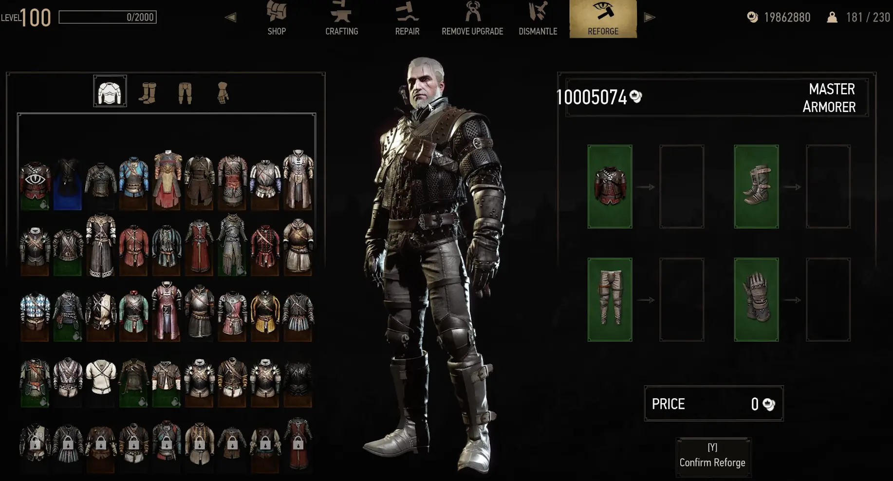 Reforge equipment appearance system in The Witcher 3 Remastered