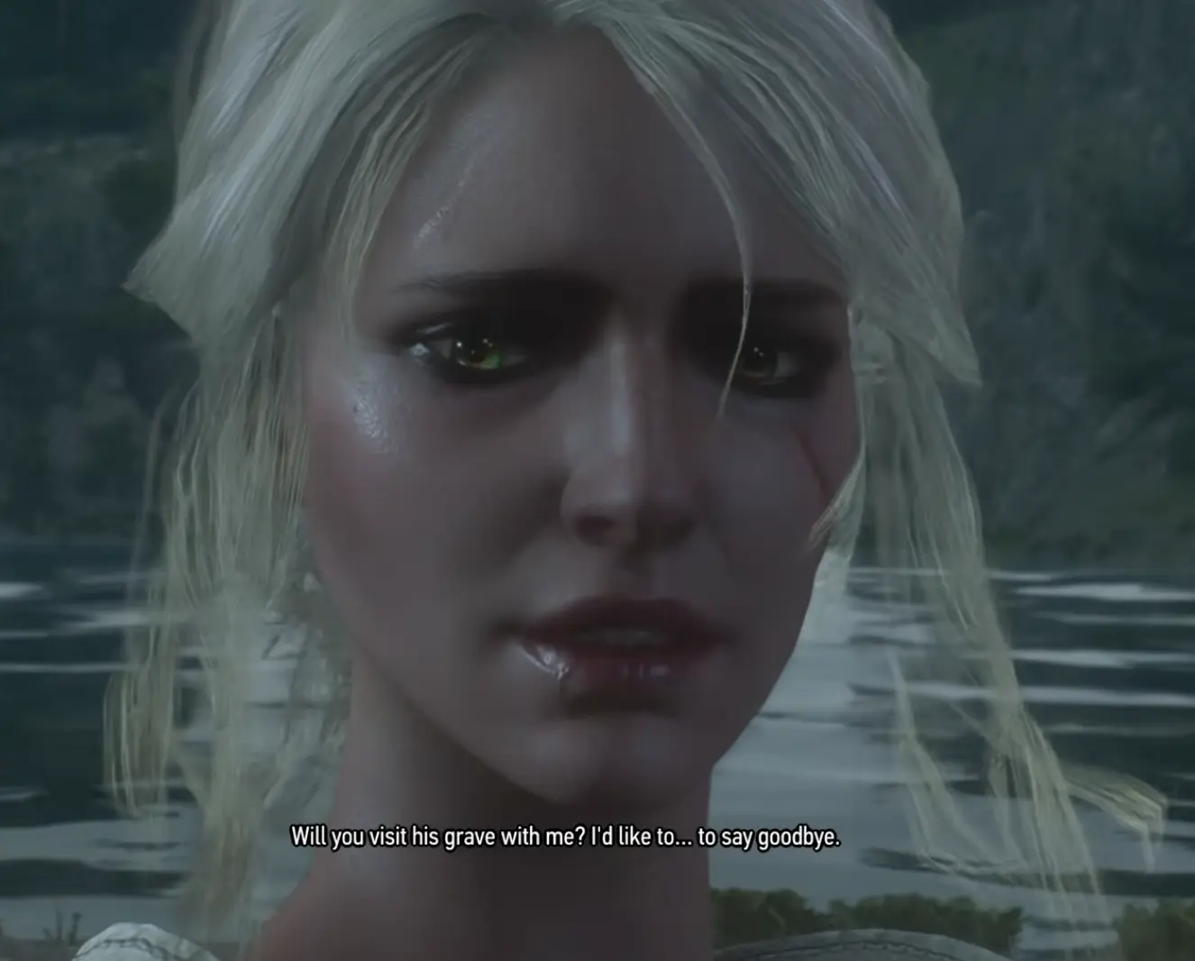 Ciri asking Geralt to visit Skjall's grave in The Witcher 3 Remastered