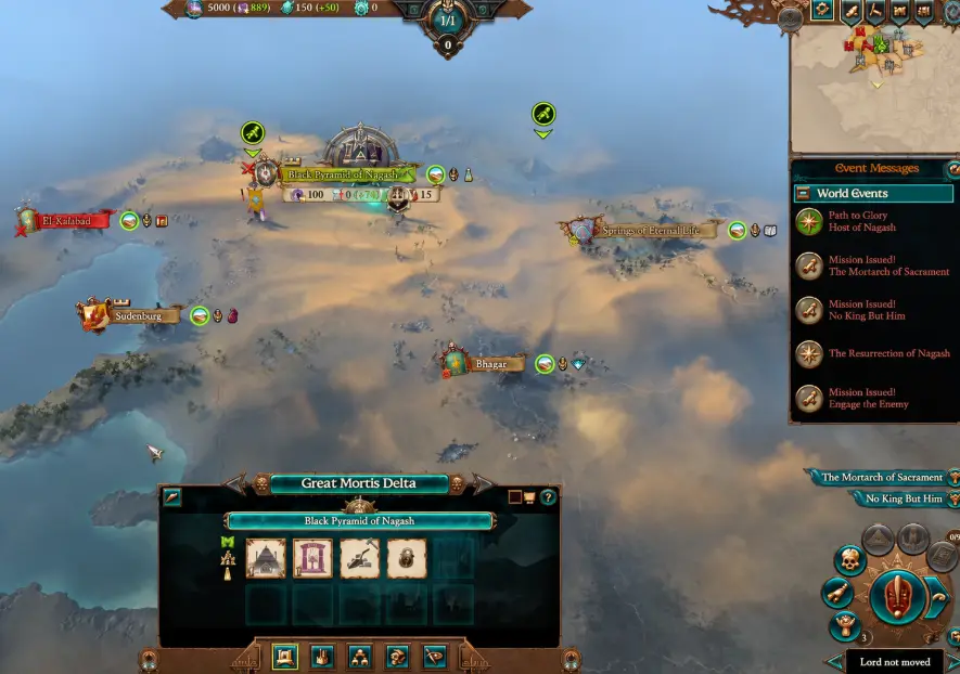 Nagash Lands of the Dead coverage and Necromantic Energy tooltip in Total War Warhammer 3