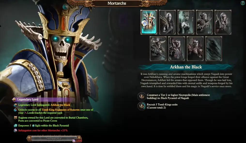 How to Unlock All 9 Nagash Mortarchs in Warhammer 3