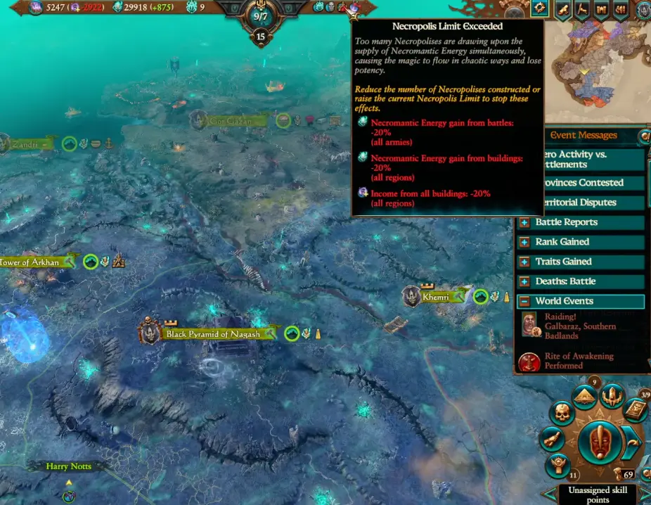 Nagash Necropolis Limit Exceeded penalty at 9 of 7 Necropolises
