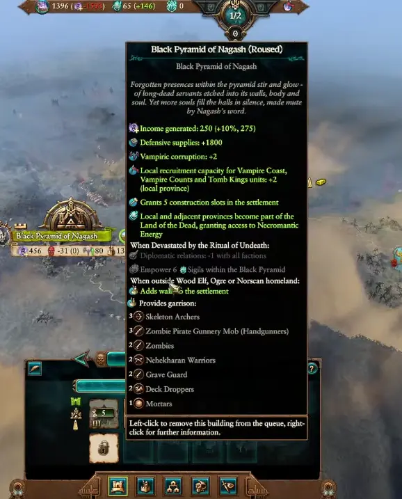 Black Pyramid of Nagash building bonuses after Ritual of Undeath devastation