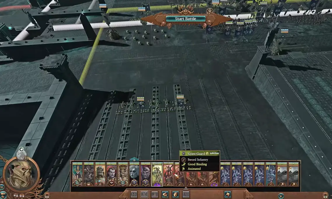 Nagash army deployment before A Triumph of Death in Total War Warhammer 3
