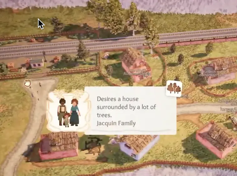 Town to City family preference showing families that want to live near trees