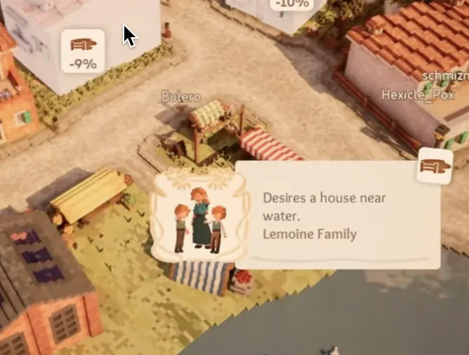 Town to City family preference showing a household that wants a house near water
