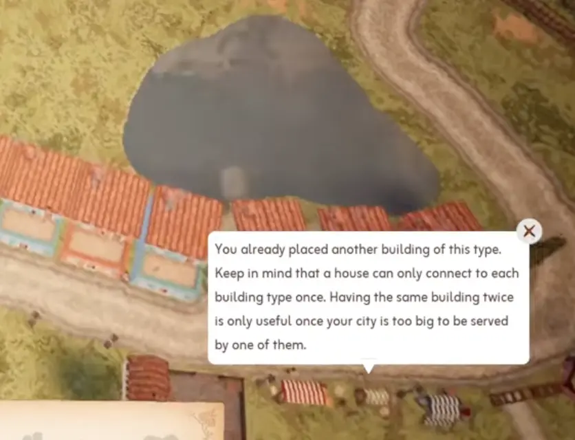 Town to City duplicate building and warehouse connection warning with service connection lines