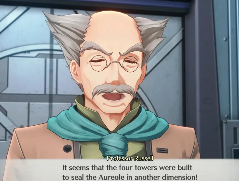 Professor Russell explaining that the four towers sealed the Aureole