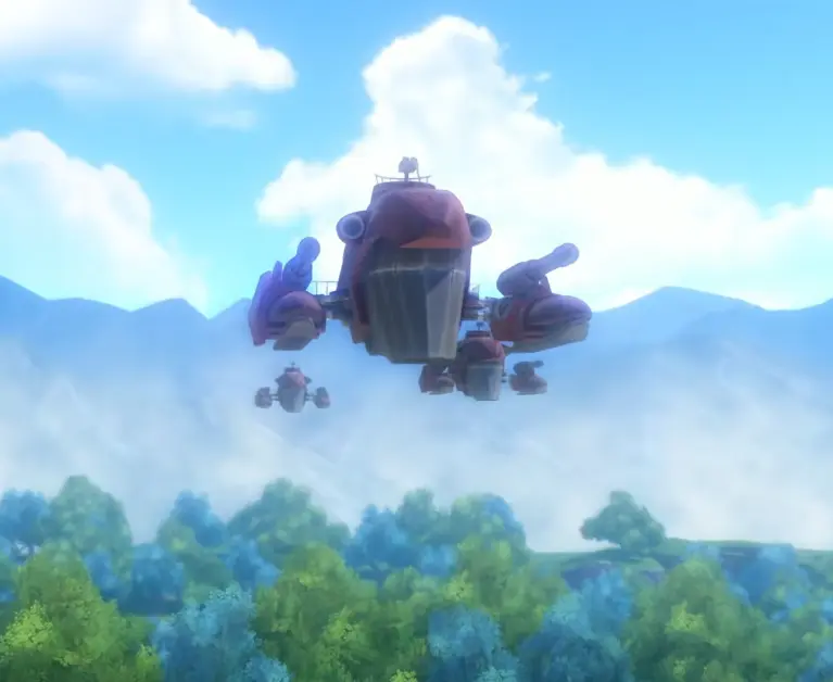 Society airships flying toward Grancel during the Orbal Shutdown