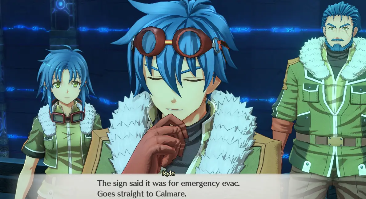 Kyle remembering the emergency evacuation tunnel leading toward Calmare