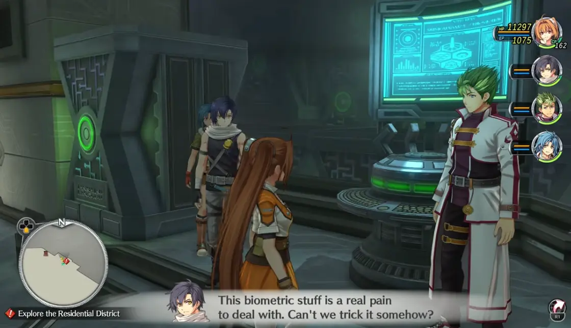 Joshua examining a biometric system in Liber Ark