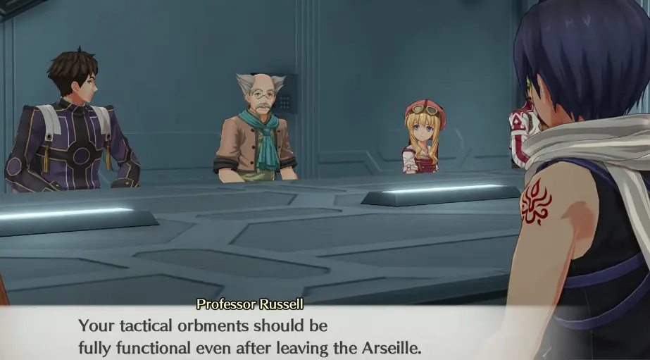 Professor Russell saying tactical orbments remain functional after leaving the Arseille