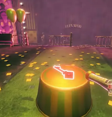 Key collected before the Giggle Coaster section in Twisted Tower