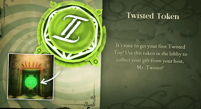 Green Twisted Token found during the Hotel route in Twisted Tower