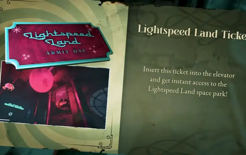 Lightspeed Land Ticket granting elevator access in Twisted Tower