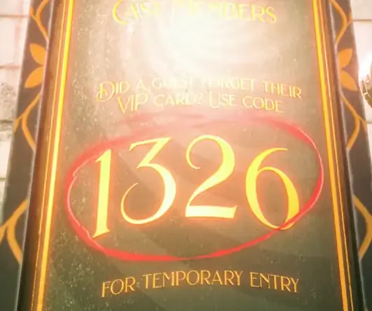 Crimson Pearl VIP temporary entry code 1326 in Twisted Tower
