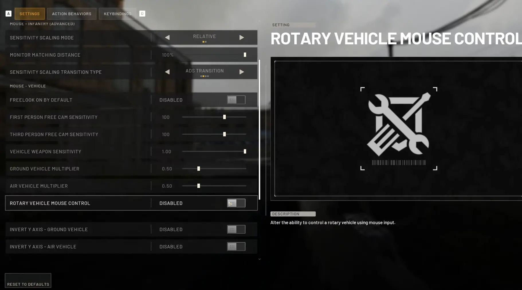 WARDOGS helicopter mouse and keyboard controls with Rotary Vehicle Mouse Control enabled