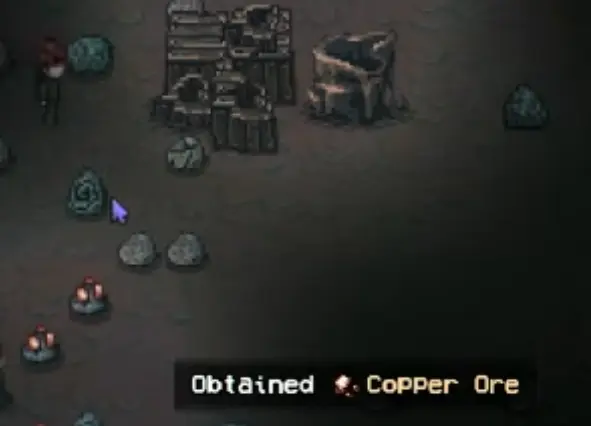 Copper Ore in the beginner mine east of Molly's Workshop in Welcome to Elderfield