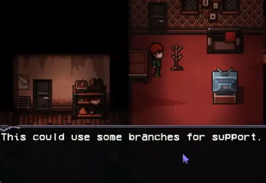 Coat rack inside Old Man Jackson's house during Build a Wife in Welcome to Elderfield