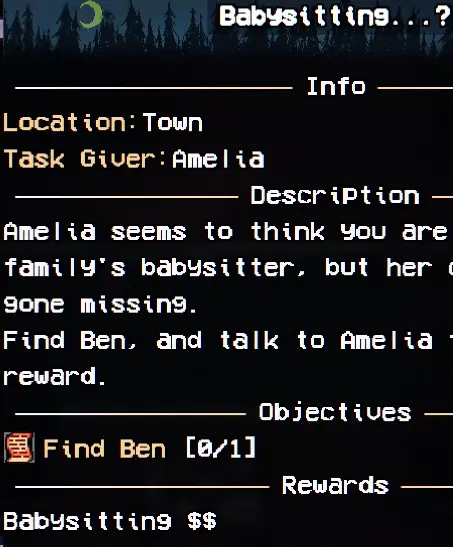 Amelia's Find Ben task in Welcome to Elderfield